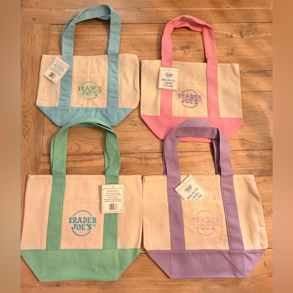 Trader Joes Pastel Mini Tote Bag
Set of 4